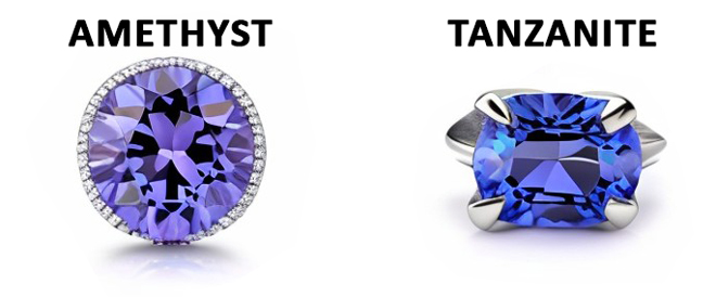 Amethyst vs Tanzanite crystals