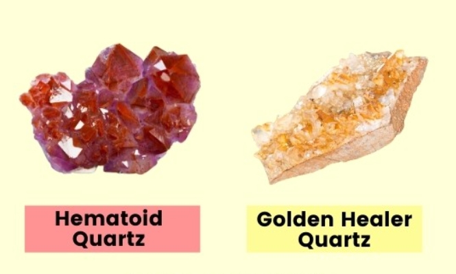 Hematoid Quartz vs Golden Healer Quartz