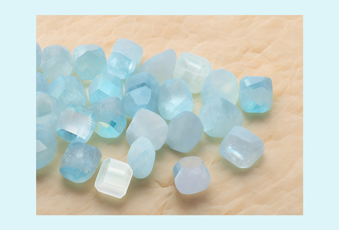Milky Aquamarine crystals